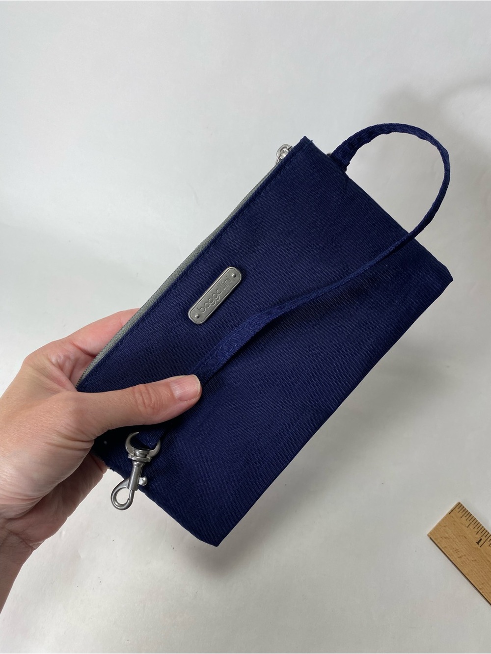Baggallini Deep Purple Light Blue Wristlet with Strap - Picture 10 of 12